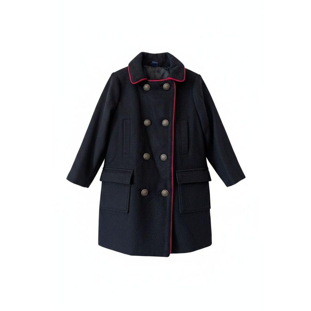 babyGap Toddler Girls Navy Peacoat Jacket Red Trim Double Breasted 3Y